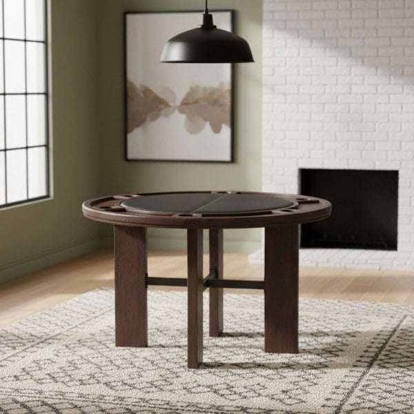 English Elm Gorman Round Walnut Game Dining Table with Reversible Top and Scandinavian Legs B050P412220