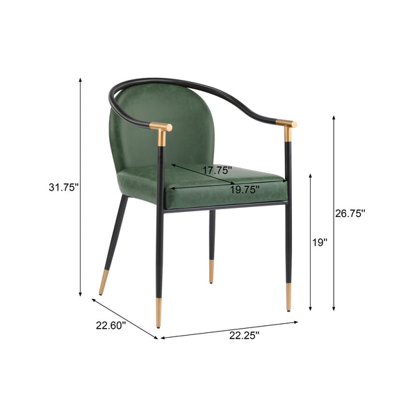 English Elm Christopher Knight Home® - Modern Upholstered Dining Chair with Gold-Tip Accents, Metal Armrests, Heathered Fabric, Set of Two Black+Green 35.75 L x 22.75 W x 22.5 H N776P195378G