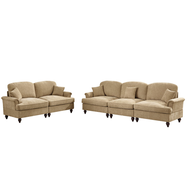 English Elm Classic 2-Piece Modular Couch Set With Flared Arms, Ruffled Skirts & Spindle Legs For Elegant Living W3041S00247