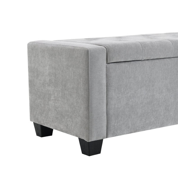 English Elm 48" Tufted Chenille Storage Bench Diamond Stitched Lift Top Seat for Bedroom Entryway Light Grey W2671P386666