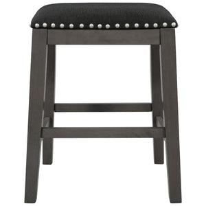 English Elm TOPMAX Counter Height Rustic Farmhouse 5-Piece Dining Set for 4 with Stacked Storage Shelves, Beige Upholstery Gray SP001134AAE