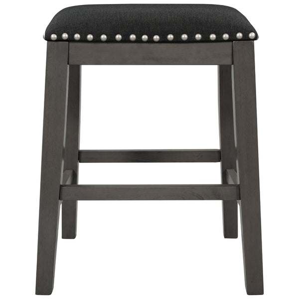 English Elm TOPMAX Counter Height Rustic Farmhouse 5-Piece Dining Set for 4 with Stacked Storage Shelves, Beige Upholstery Gray SP001134AAE