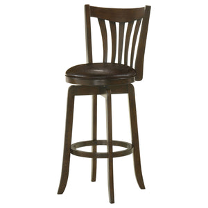 English Elm Decker Dark Cherry Swivel Bar Stool with Faux Leather Seat, 360° Rotation, Elegant Slat Back Finish B062P299929