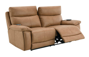 English Elm Chavis Brown Faux Leather Power Motion Loveseat with USB, Dual Motors, Power Headrest & Lumbar B2726P406283