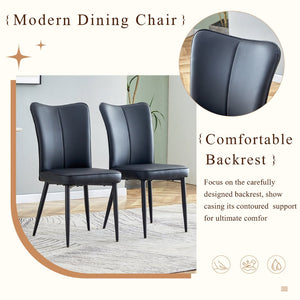 English Elm Table Set: Modern Black Wood Grain Dining Table With 4 Stylish Pu Chairs For Elegant Dining Experience W1151S04180-GIGA