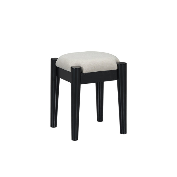 English Elm 39" Retro Bohemian Makeup Vanity Set with Rattan Drawers, USB Charging Port, Cushioned Stool, 4-Drawer Storage Black 44.1 L x 18.75 W x 10.5 H N733P180011B