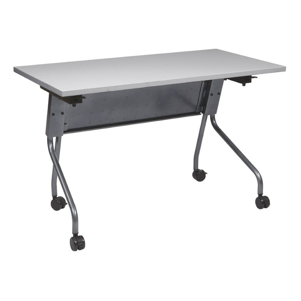 OSP Home Furnishings 4' Nesting Training Table with Powder Coated Steel Frame and Flip Top for Offices Grey 84224TG