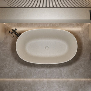 English Elm 51'' Solid Resin Stone Freestanding Soaking Tub Matte White Spa Bath with Drain W2753P416618