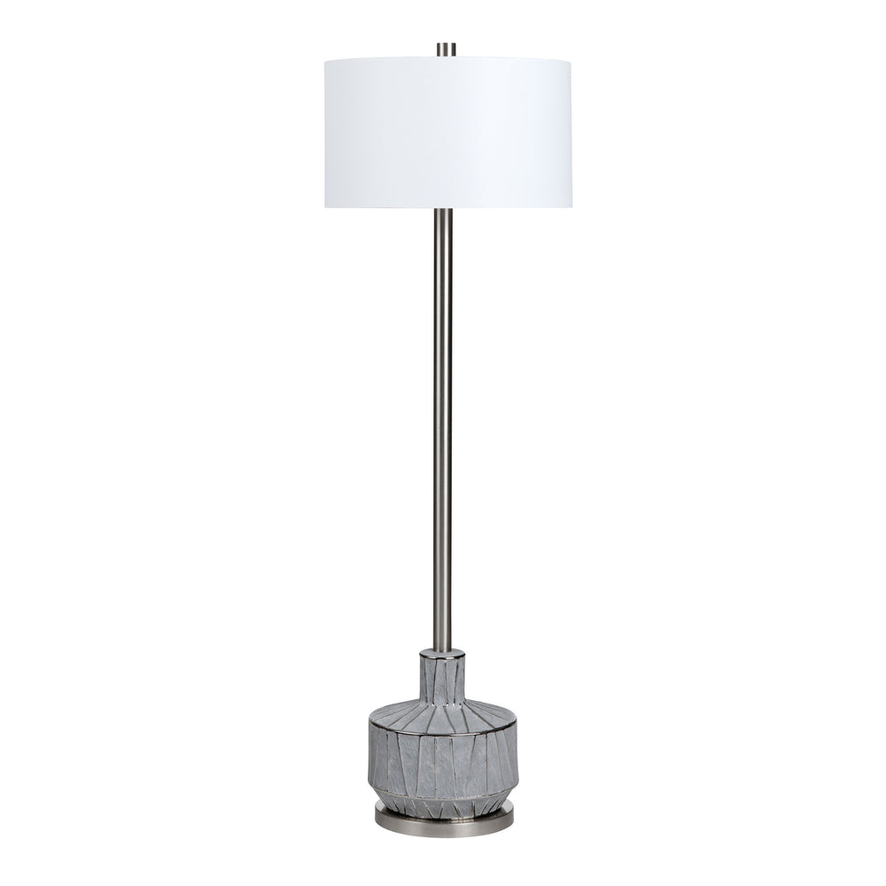Crestview Collection 61"H Elegant Ceramic Floor Lamp With Textured Grey Finish And Brushed Silver Base For Modern Spaces   Cvap3124