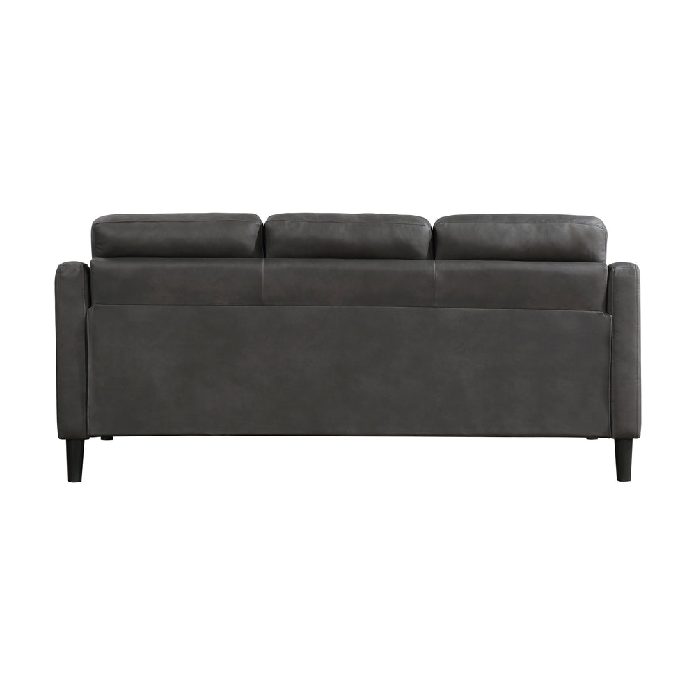 English Elm Gray Polished Microfiber Sofa with Button Tufting, Contoured Arms & Solid Wood Frame, 77" Contemporary B011P206272