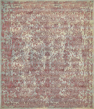 Unique Loom Outdoor Modern Vintage Machine Made Abstract Rug Light Blue, Red/Gray/Beige 10' 0" x 12' 2"