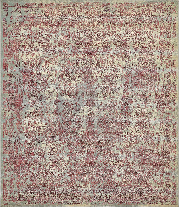 Unique Loom Outdoor Modern Vintage Machine Made Abstract Rug Light Blue, Red/Gray/Beige 10' 0" x 12' 2"