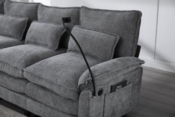 English Elm United U-Shaped Sectional Sofa 106" Cloud Couch - Comfy Chenille, Storage Ottoman, Usb Ports & Pillows W1568S00232-GIGA