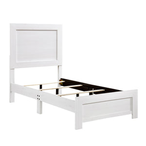English Elm White Twin Panel Bed with 3D Printed Paper Veneer Rustic-Modern Design, Easy Bed-in-a-Box Assembly White 45.25 L x 33.5 W x 6.5 H B011P248600