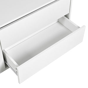 English Elm ON-TREND Modern TV Stand with Fluted Glass Door, Modular 94.4" Media Console with LED Lighting and Storage White N721P198932K