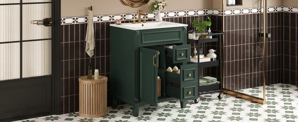 English Elm 24" Stylish Bathroom Vanity With Ceramic Sink & Soft-Close Drawers, Perfect For Small Spaces! N710P318989F