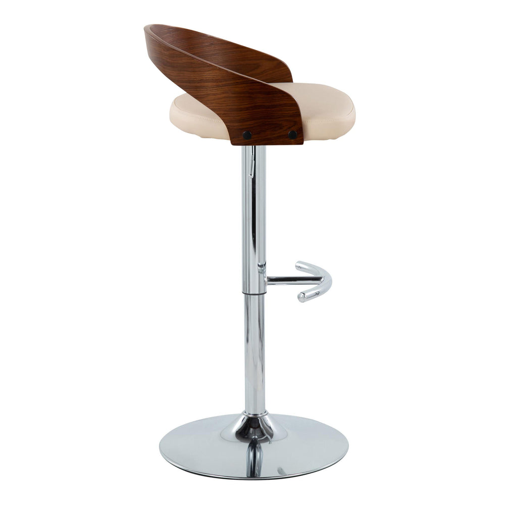 English Elm Grotto Set Of 2 Adjustable Barstools With 360° Swivel, Cream Faux Leather, Chrome & Walnut Finish B202S00919