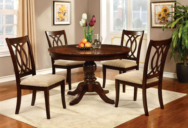 English Elm Brown Cherry Wood Dining Side Chairs Set of 2 Beige Padded Transitional Style B2741P425807