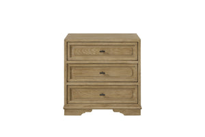 English Elm 3 Drawer Nightstand Warm Cashew Finish with Usb Charging Cedar Lined Bedroom Storage Tan B2699P440894