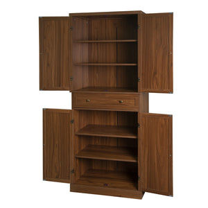 English Elm 4 Triamine Waterproof 4-Door Cabinet with Drawer, Adjustable Shelves, Metal Hinges, 180° Openability W688141543