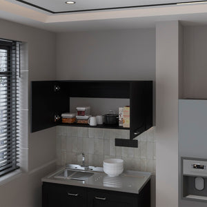 English Elm Fm Furniture Nakya Matte Black Wall Cabinet Open Shelf Modern Kitchen Storage B128P293888