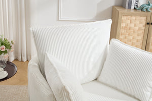 English Elm swivel Barrel Accent Chair with Solid Wood Frame & Metal Base, 350 lb Capacity, Sleek Curved Backrest Elegance White W2120P293677