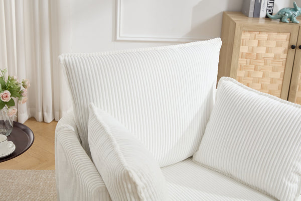 English Elm swivel Barrel Accent Chair with Solid Wood Frame & Metal Base, 350 lb Capacity, Sleek Curved Backrest Elegance White W2120P293677