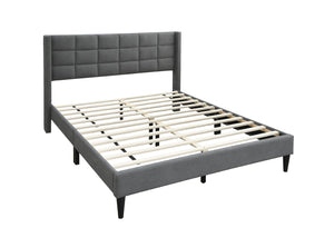 English Elm Modern Diamond Tufted Platform Bed Burlap Upholstered Frame for Loft Bedrooms Gray B011P418599