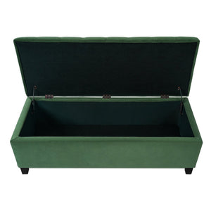 English Elm Upholstered Boucle Storage Bench Flip Top Lid Rubberwood Legs Bedroom Entryway Seating Retro Green N779P395018G