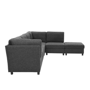 English Elm Modern Foil Fabric Modular Sectional Sofa Reconfigurable Living Room Seating Dark Gray W5568S00049