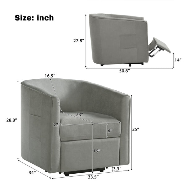 English Elm Power Lift Recliner Barrel Back Chenille Chair for Seniors with Footrest Pocket Grey N719P355911E