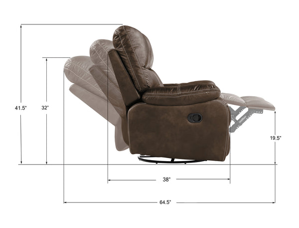 English Elm Wallace & Bay - Brown Swivel Gliding Recliner – Rustic Contemporary Chocolate Fabric, Easy-Care, Plush Comfort B361P384416