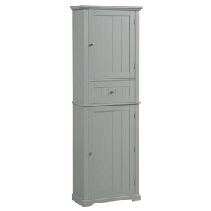 English Elm Tall Bathroom Storage Cabinet - Stylish Freestanding Organizer With Drawer & Adjustable Shelf In Grey N725P206890E-GIGA