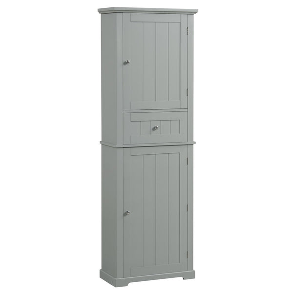 English Elm Tall Bathroom Storage Cabinet - Stylish Freestanding Organizer With Drawer & Adjustable Shelf In Grey N725P206890E-GIGA