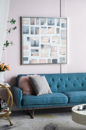 English Elm 39.4X39.4" Hand-Painted Wall Art - Modern European Stonework Design In Soft Pinks & Greys For Any Space W2078P313331