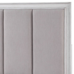 English Elm Katia Transitional Light Gray Linen Eastern King Bed with Padded Headboard, Rustic Weathered Finish White 87 L x 10 W x 5 H B2726S00113