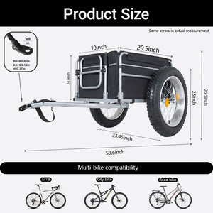 English Elm Upgraded Fat Tire Bicycle Cargo Trailer Heavy Duty Foldable Hauler for Camping Trips W2932P417634