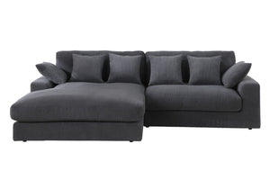 English Elm Astra Reversible Corduroy Sectional Sofa with Chaise Six Pillows Living Room B2749S00233