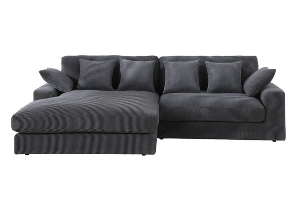 English Elm Astra Reversible Corduroy Sectional Sofa with Chaise Six Pillows Living Room B2749S00233