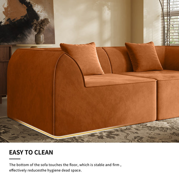 English Elm Compressed Memory Foam Sofa 2-Seater Lounger Daybed with Rectangular Pillow, Space-Saving Expandable Comfort Orange W3670S00005