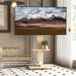 English Elm Tv Floor Stand Rolling Cart with Lockable Wheels Height Adjustable Iron Mdf Mount Natural W241P246879