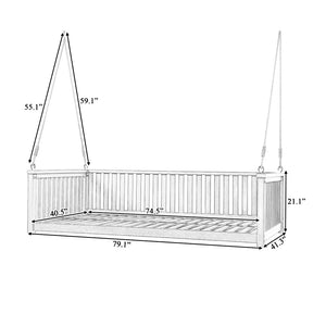 English Elm Topmax Acacia Wood Porch Swing Bed Sloped Frame Outdoor Lounger for Backyard Patio Gray WF319383AAE