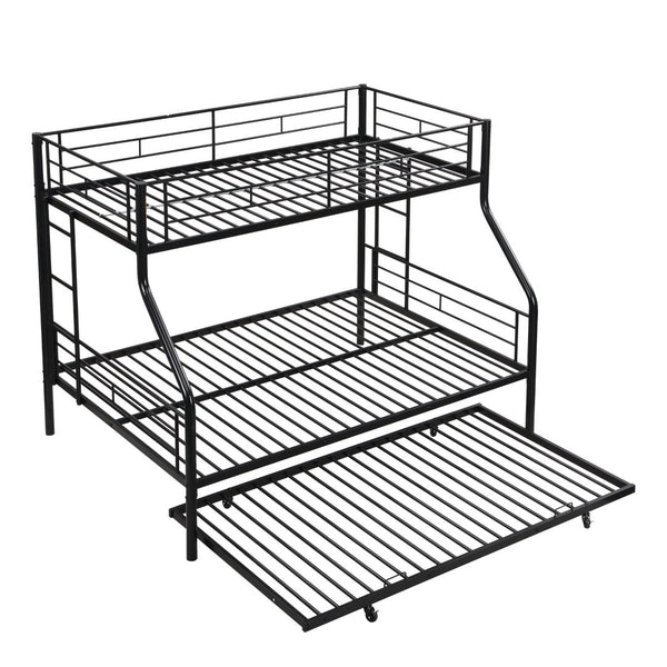 English Elm Twin Over Full Metal Bunk Bed With Trundle – Sturdy, Space-Saving Design, No Box Spring Needed! W311P297436-GIGA