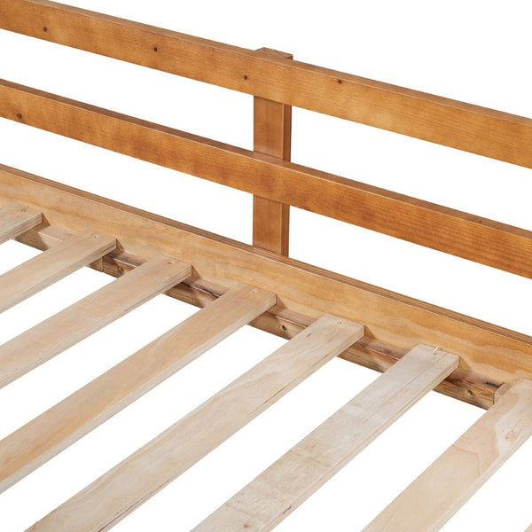 English Elm Twin Kids Loft Bed Solid Pine Frame with Slide Chalkboard and Climbing Rope Play Zone Natural N708P340493D