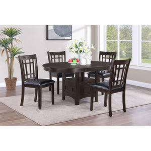 English Elm Hester Espresso 5-Piece Dining Set with Built-In Storage Cabinet, Modern Black Pattern Chairs, Wood Finish B062S00807