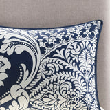 Madison Park Vienna Transitional 6 Piece Printed Duvet Cover Set MP12-3833 Indigo