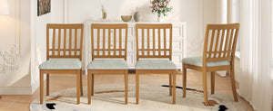 English Elm 2-piece Scandinavian Rubberwood Dining Chair Set with Curved Backrest and Padded Fabric Seat Light Brown N752P405934A