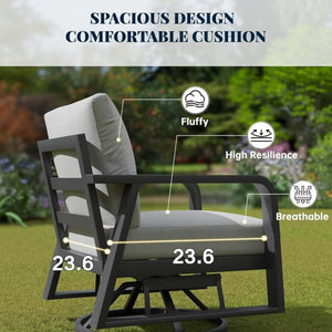 English Elm Fr Five Piece Outdoor Aluminum Patio Set with Swivel Rockers and Dual Coffee Tables T5925S00002