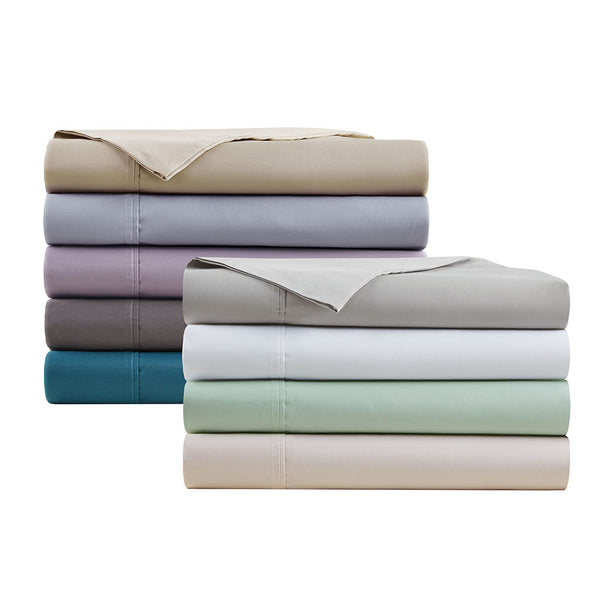 JLA Home Beautyrest - Cooling Cotton Blend Sateen Sheet Set – 4-Piece Moisture-Wicking, 600TC OEKO-TEX Certified for Cooler Nights and Durable Comfort White BR20-0986