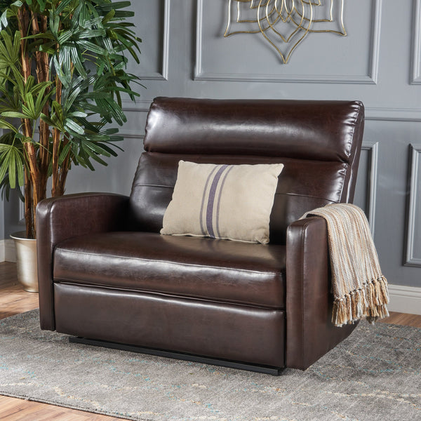 English Elm Christopher Knight Home® - Reclining Loveseat with Push-Back Recline, Plush Tufted Fabric Sofa, Compact Wall-Hugger Design Brown 61372.00PU